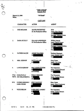 All Souls cast list, page 1