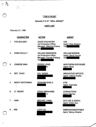 Hell Money cast list, page 1