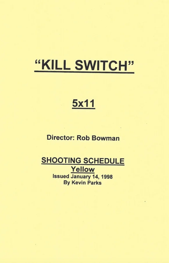 Kill Switch Shooting Schedule cover