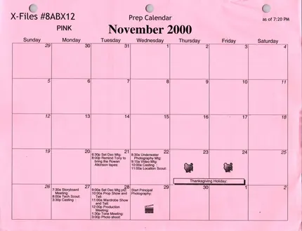 Prep Calendar, November 2000, page 1