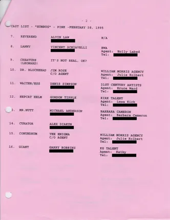 Cast list, Pink, February 28, 1995, page 2