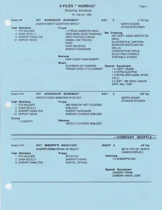 Shooting schedule, Blue, page 4