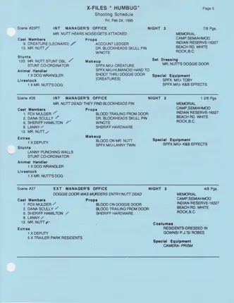 Shooting schedule, Blue, page 8