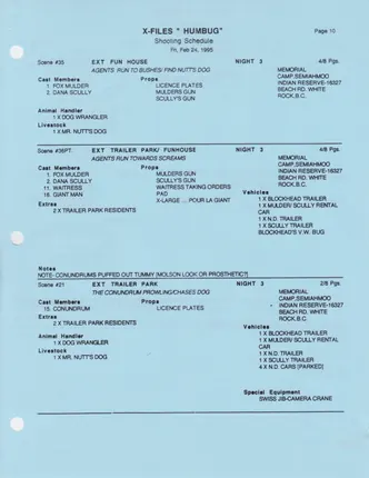 Shooting schedule, Blue, page 12