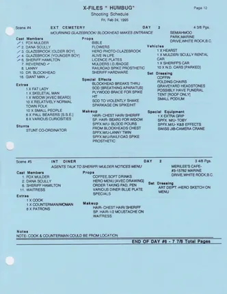 Shooting schedule, Blue, page 14