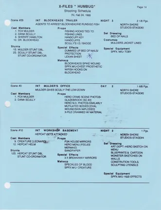 Shooting schedule, Blue, page 16