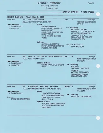 Shooting schedule, Blue, page 17