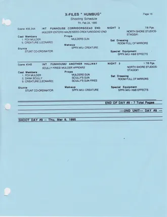 Shooting schedule, Blue, page 18