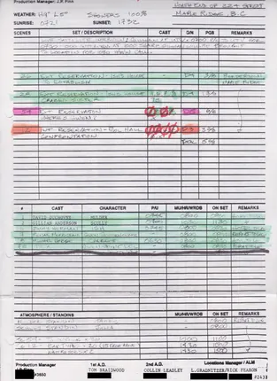 Call sheets, days 1 to 7 of 8, page 6