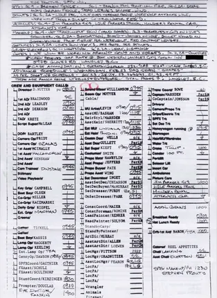 Call sheets, days 1 to 7 of 8, page 24